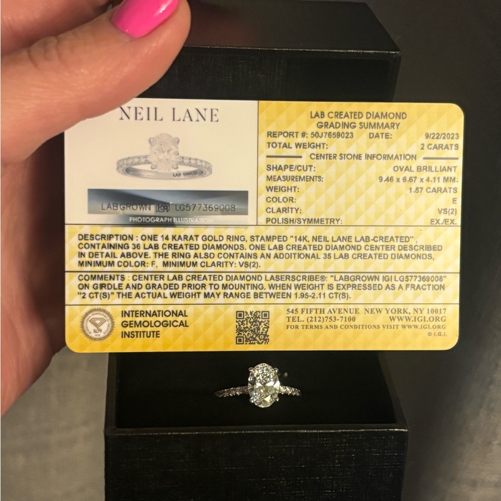 Neil Lane 2 CTW Lab Created Diamond Ring
